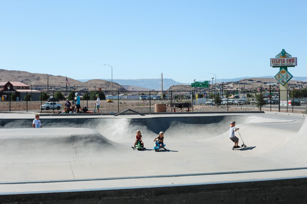 playing at the skate park